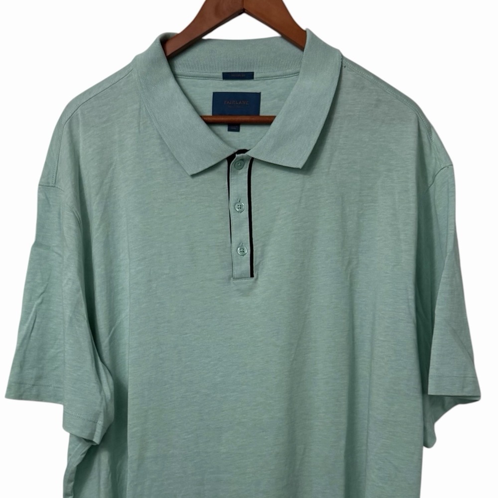 Fairlane Pima Cotton Polo Shirt Mens XXL Mint Green Short Sleeve Luxury Peru